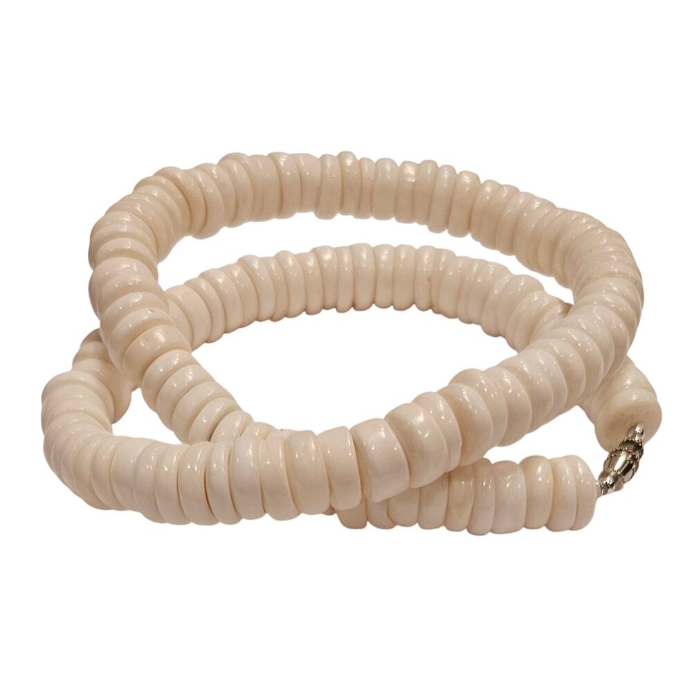 Puka Shell Necklace 1970s Vintage Hawaiian Necklace 11mm 21.5" Long